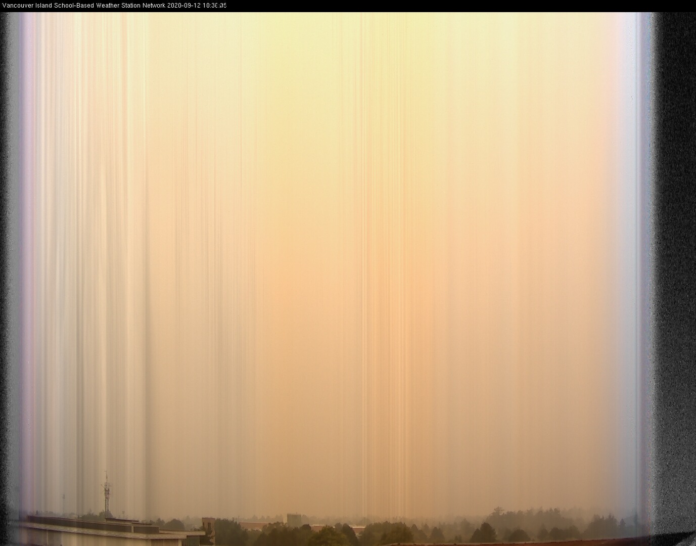 image of the sky seen from UVic, each column of pixels is a different minute, keogram