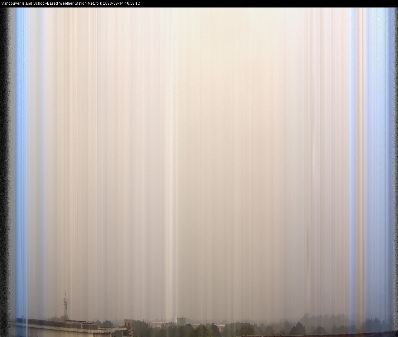 image of the sky seen from UVic, each column of pixels is a different minute, keogram