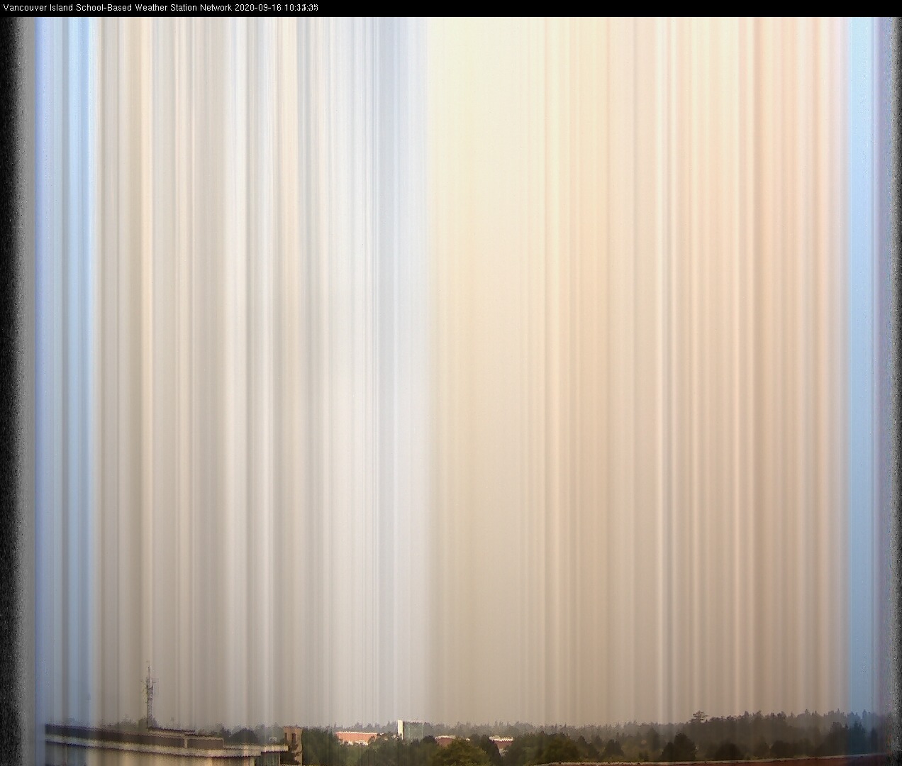 image of the sky seen from UVic, each column of pixels is a different minute, keogram