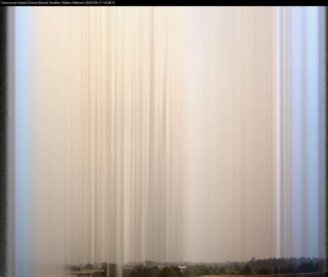image of the sky seen from UVic, each column of pixels is a different minute, keogram