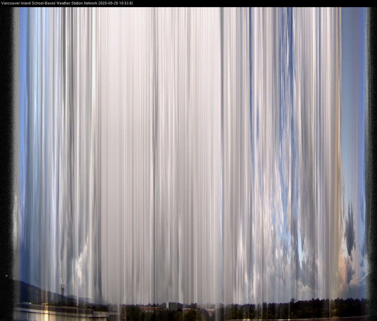image of the sky seen from UVic, each column of pixels is a different minute, keogram