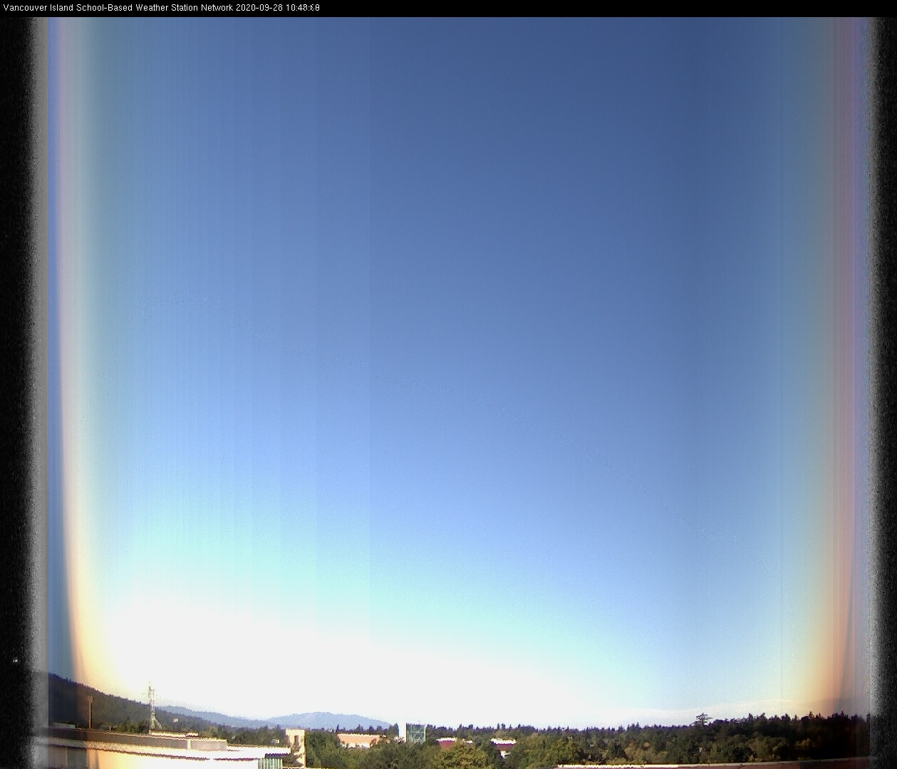 image of the sky seen from UVic, each column of pixels is a different minute, keogram