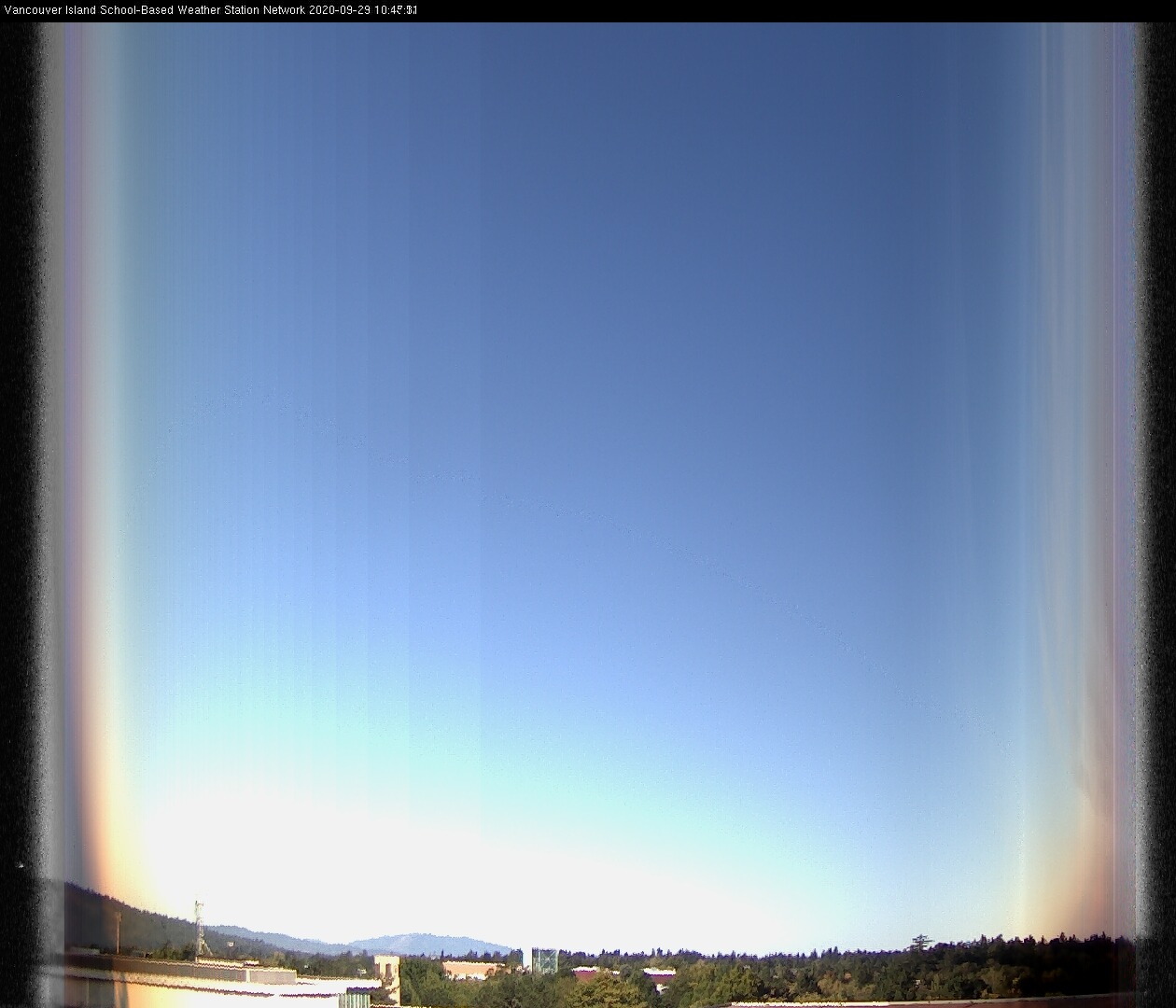 image of the sky seen from UVic, each column of pixels is a different minute, keogram