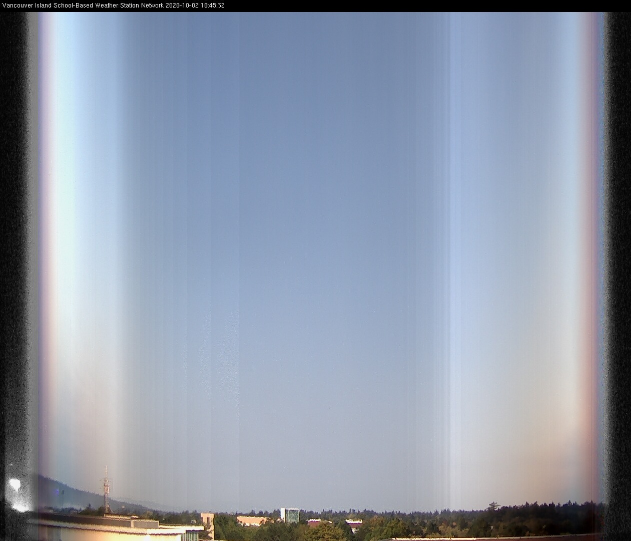 image of the sky seen from UVic, each column of pixels is a different minute, keogram