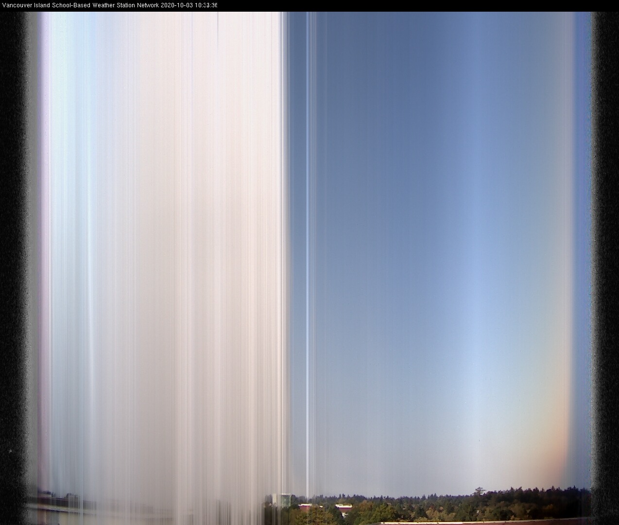 image of the sky seen from UVic, each column of pixels is a different minute, keogram
