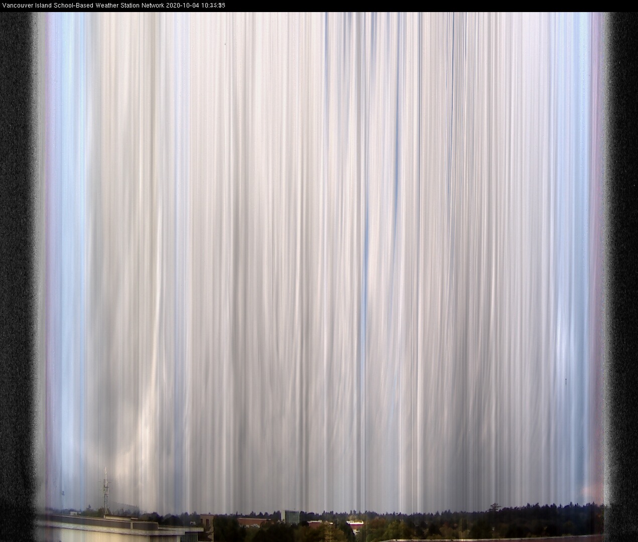 image of the sky seen from UVic, each column of pixels is a different minute, keogram