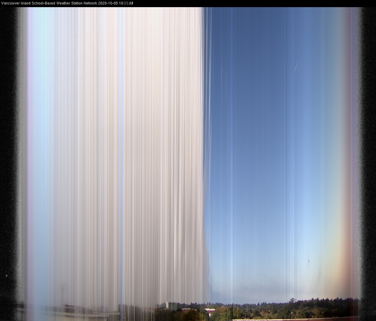 image of the sky seen from UVic, each column of pixels is a different minute, keogram