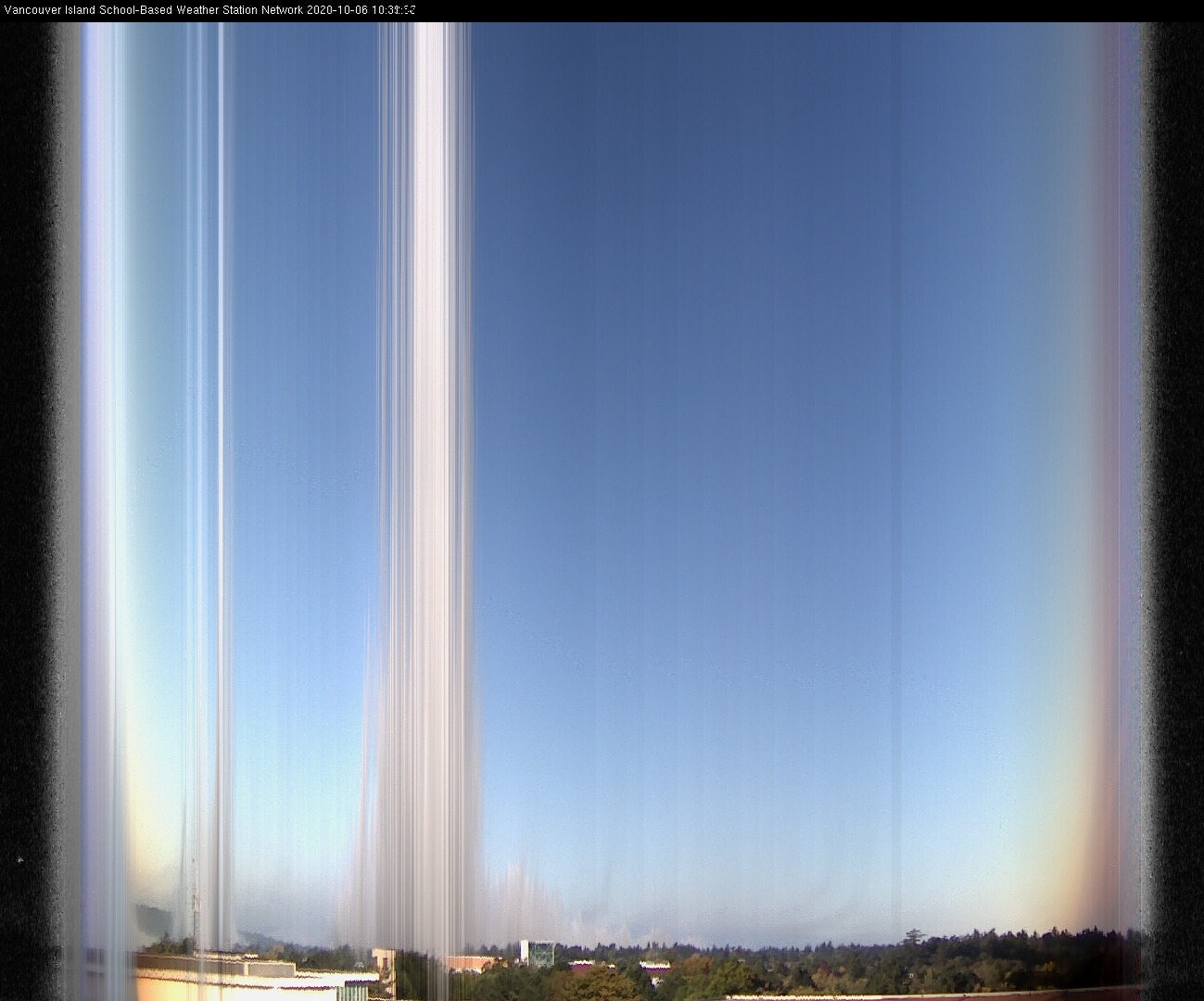 image of the sky seen from UVic, each column of pixels is a different minute, keogram