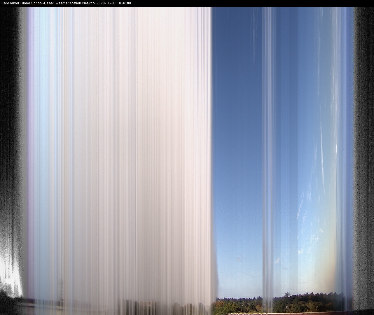 image of the sky seen from UVic, each column of pixels is a different minute, keogram