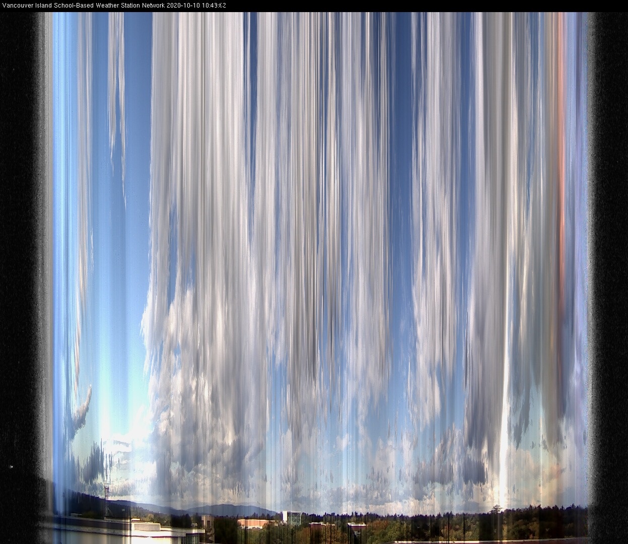 image of the sky seen from UVic, each column of pixels is a different minute, keogram