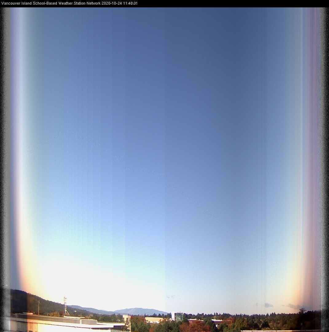 image of the sky seen from UVic, each column of pixels is a different minute, keogram