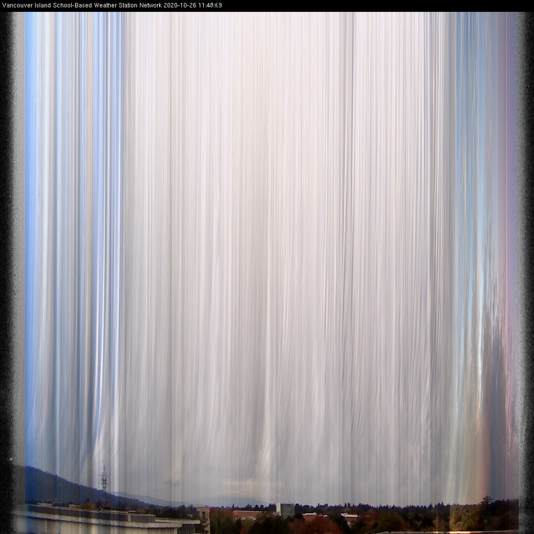 image of the sky seen from UVic, each column of pixels is a different minute, keogram