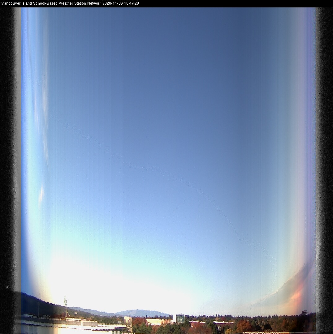 image of the sky seen from UVic, each column of pixels is a different minute, keogram