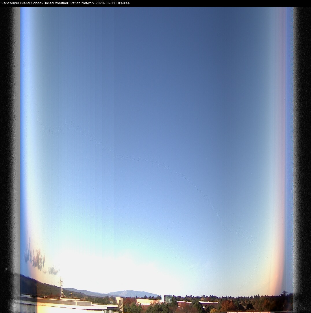 image of the sky seen from UVic, each column of pixels is a different minute, keogram