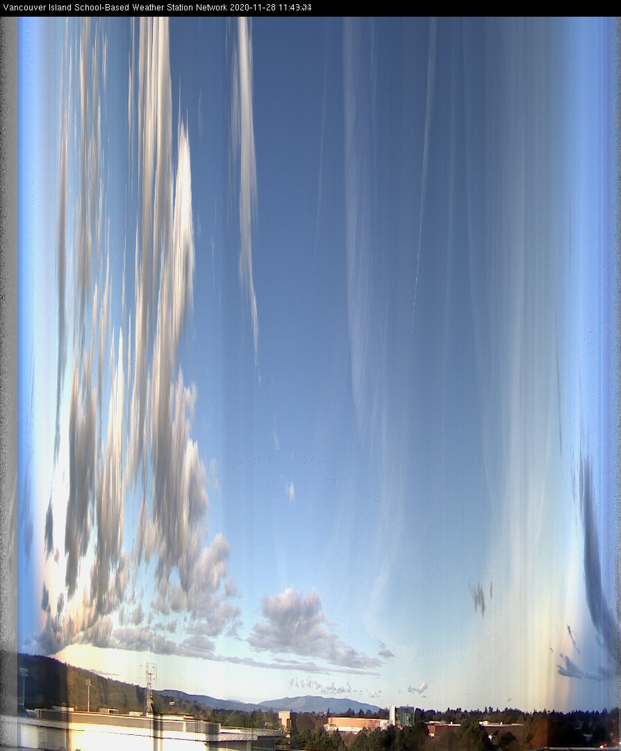 image of the sky seen from UVic, each column of pixels is a different minute, keogram