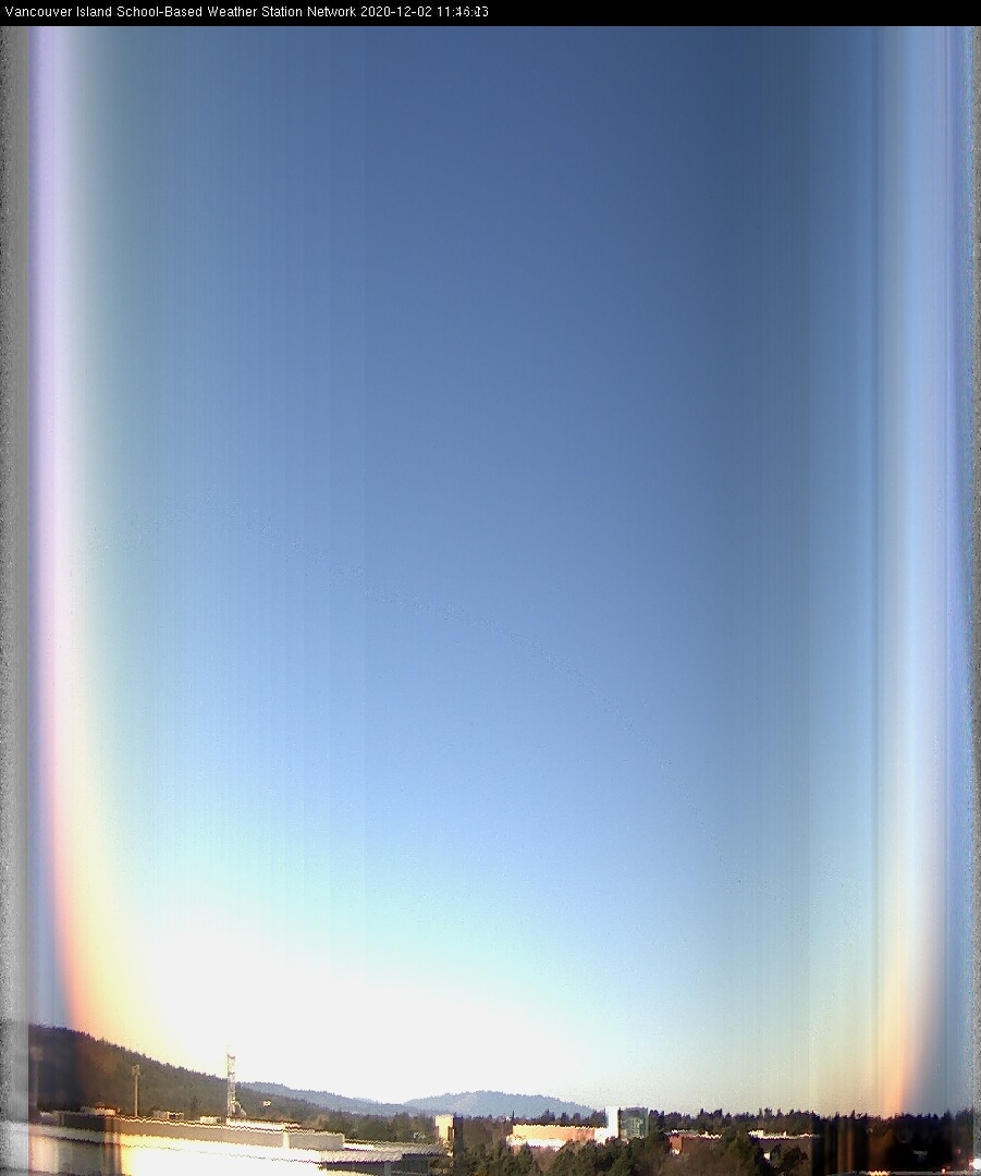 image of the sky seen from UVic, each column of pixels is a different minute, keogram