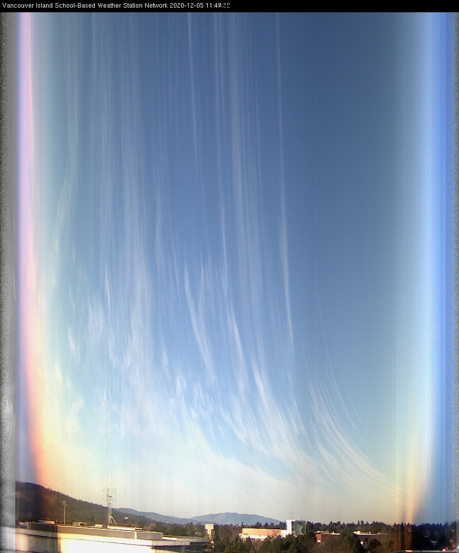 image of the sky seen from UVic, each column of pixels is a different minute, keogram