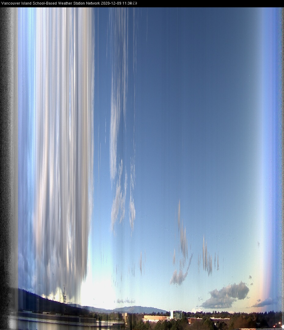 image of the sky seen from UVic, each column of pixels is a different minute, keogram
