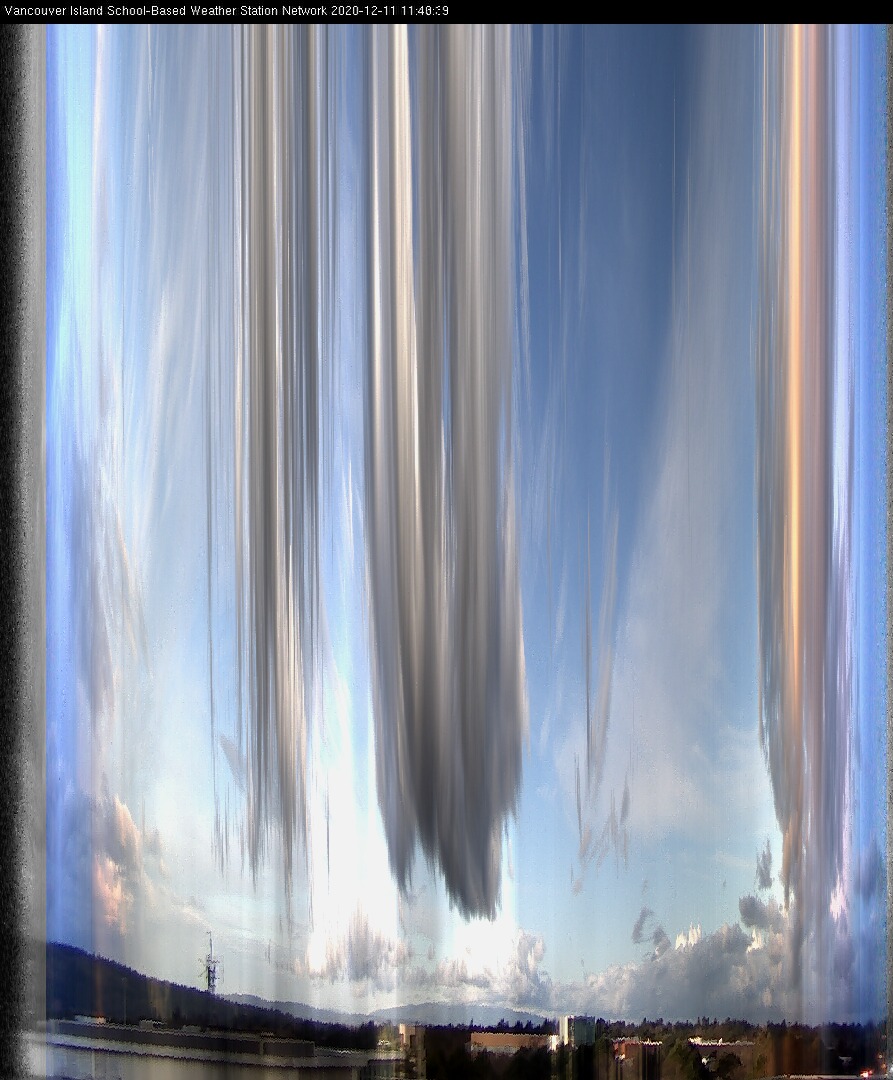 image of the sky seen from UVic, each column of pixels is a different minute, keogram