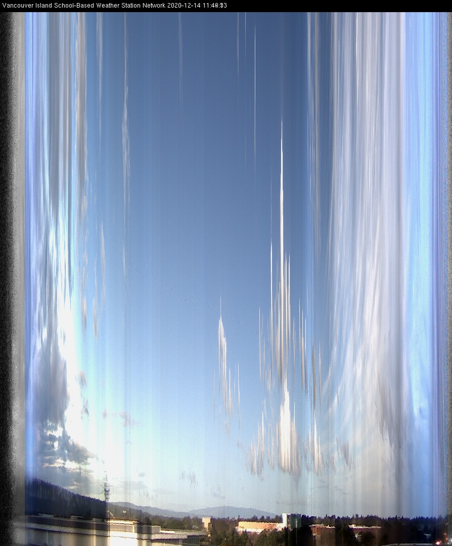 image of the sky seen from UVic, each column of pixels is a different minute, keogram