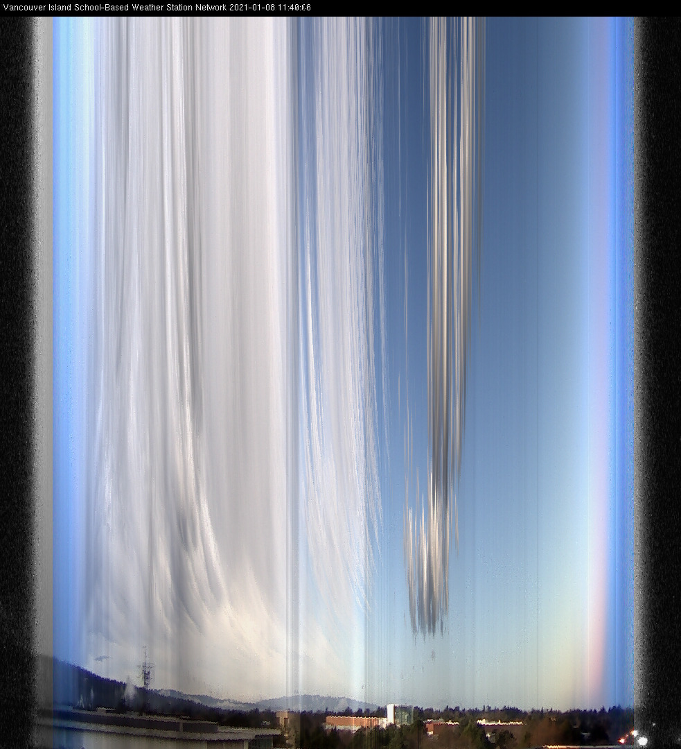image of the sky seen from UVic, each column of pixels is a different minute, keogram