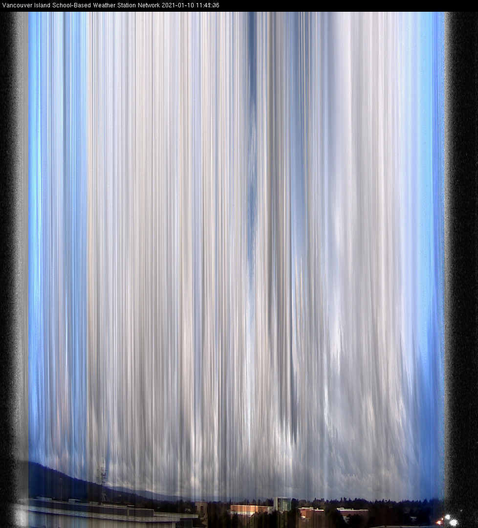 image of the sky seen from UVic, each column of pixels is a different minute, keogram