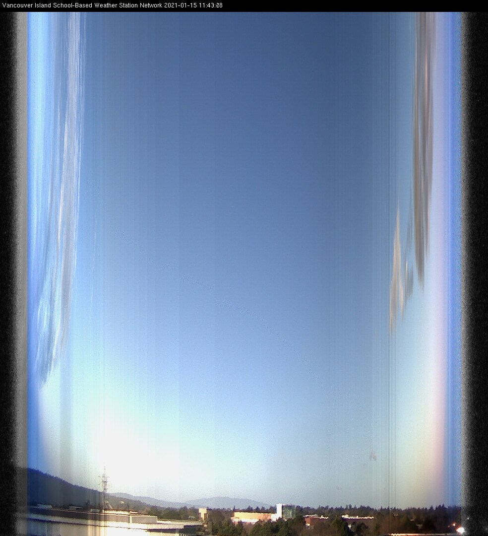 image of the sky seen from UVic, each column of pixels is a different minute, keogram