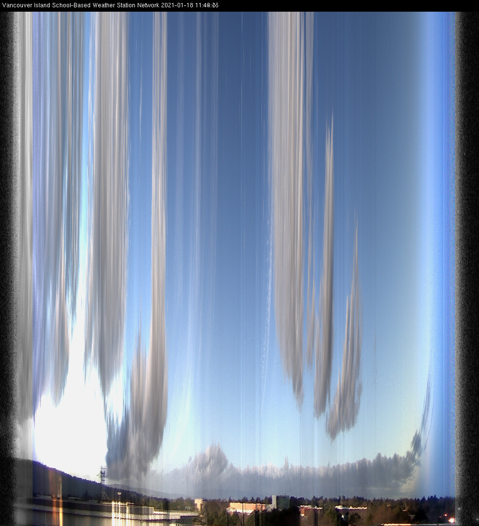 image of the sky seen from UVic, each column of pixels is a different minute, keogram