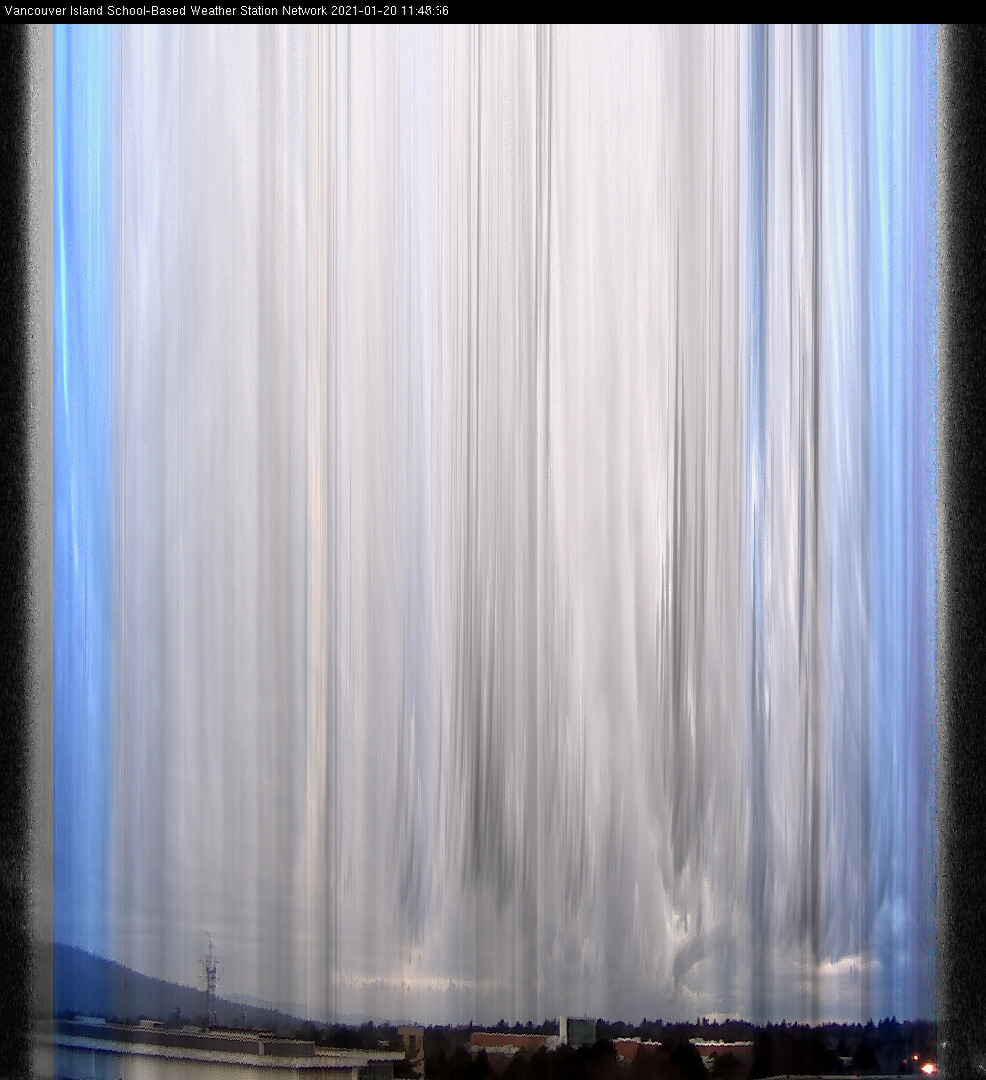 image of the sky seen from UVic, each column of pixels is a different minute, keogram