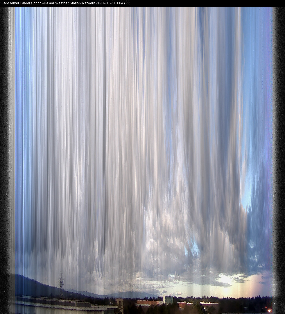 image of the sky seen from UVic, each column of pixels is a different minute, keogram