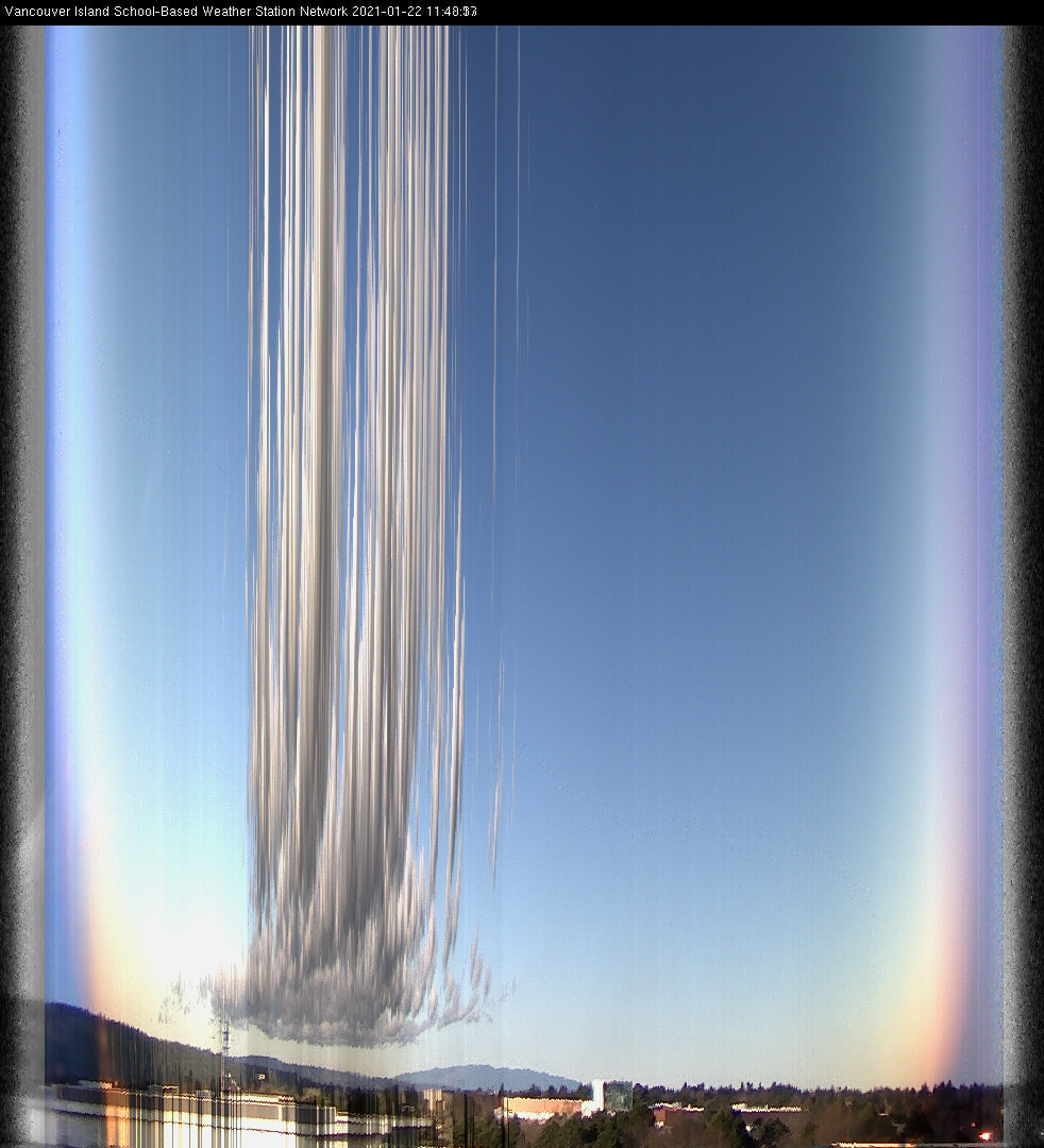 image of the sky seen from UVic, each column of pixels is a different minute, keogram