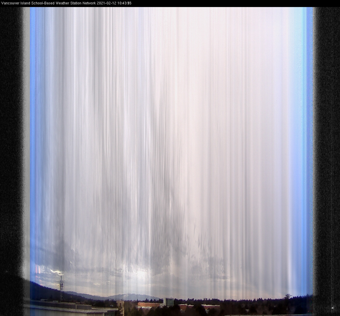 image of the sky seen from UVic, each column of pixels is a different minute, keogram