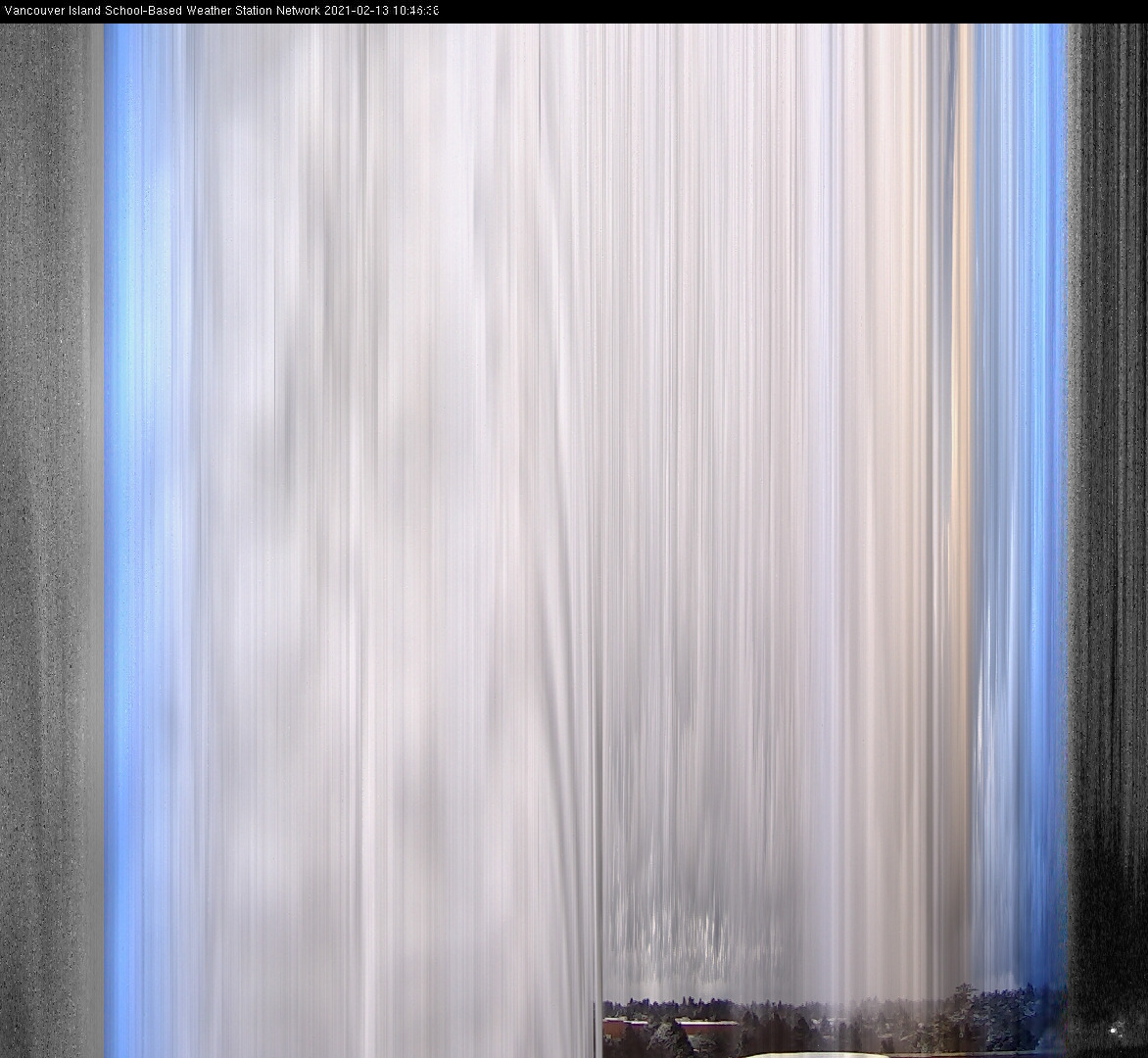 image of the sky seen from UVic, each column of pixels is a different minute, keogram