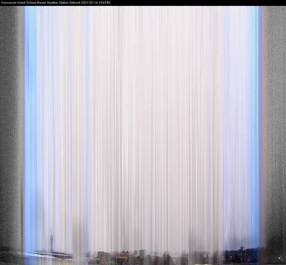 image of the sky seen from UVic, each column of pixels is a different minute, keogram