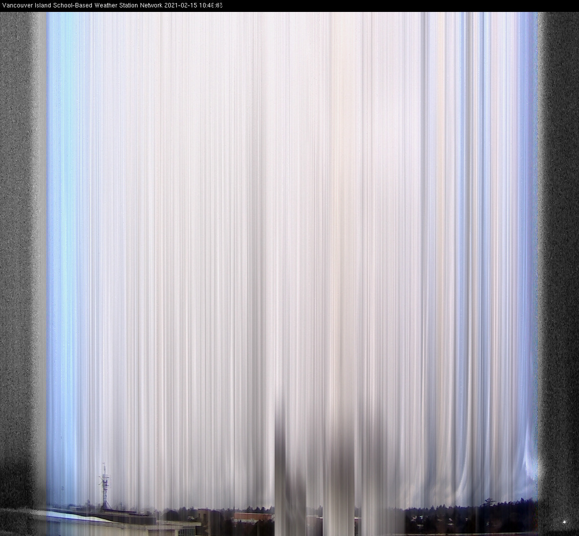 image of the sky seen from UVic, each column of pixels is a different minute, keogram