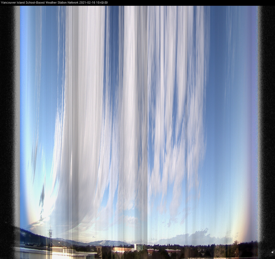 image of the sky seen from UVic, each column of pixels is a different minute, keogram