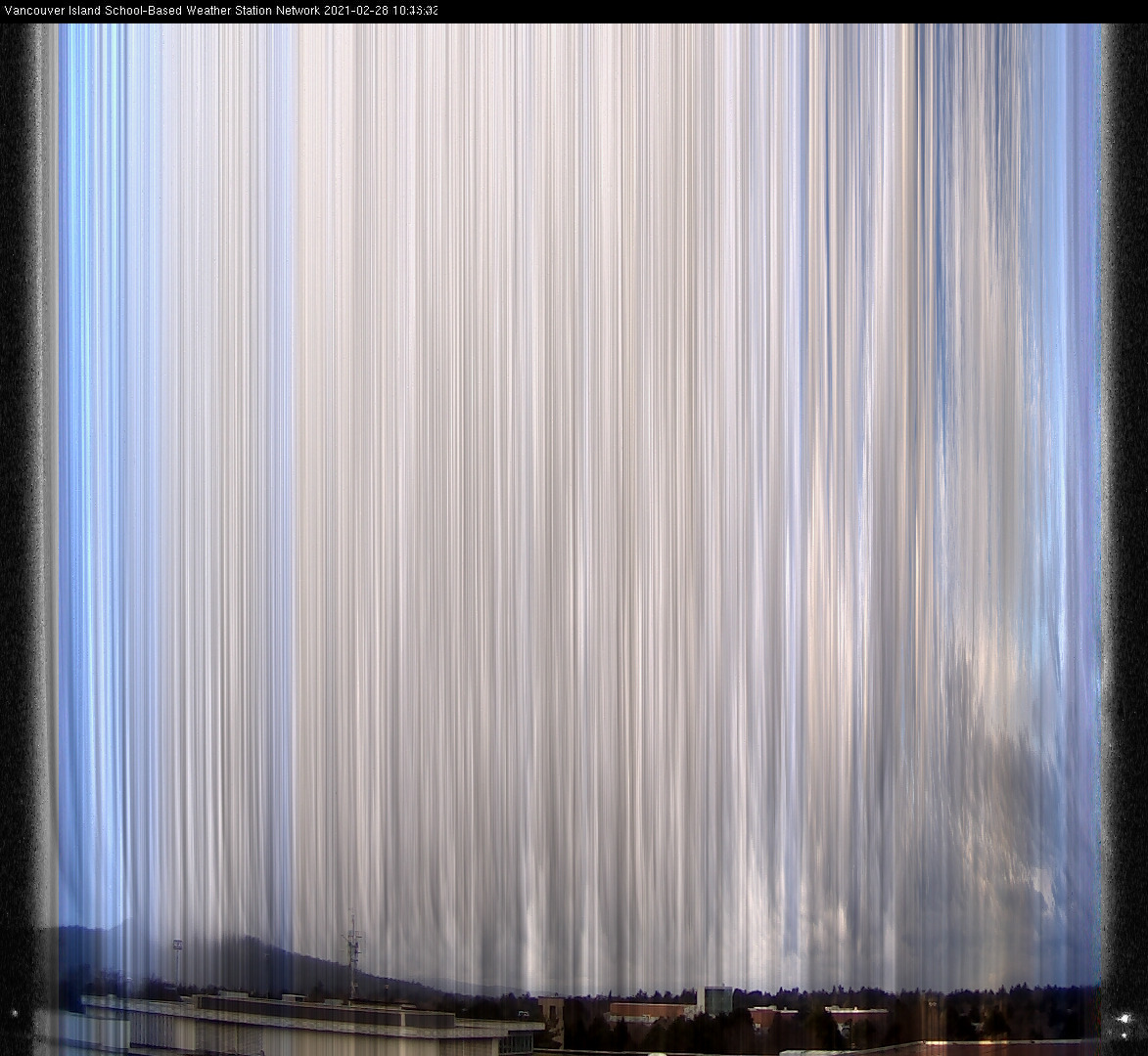image of the sky seen from UVic, each column of pixels is a different minute, keogram