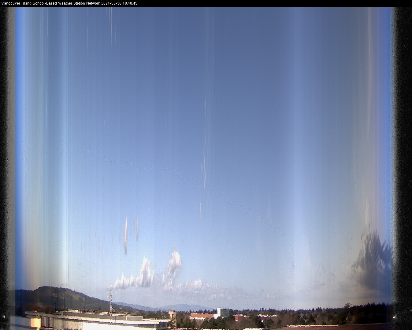 image of the sky seen from UVic, each column of pixels is a different minute, keogram