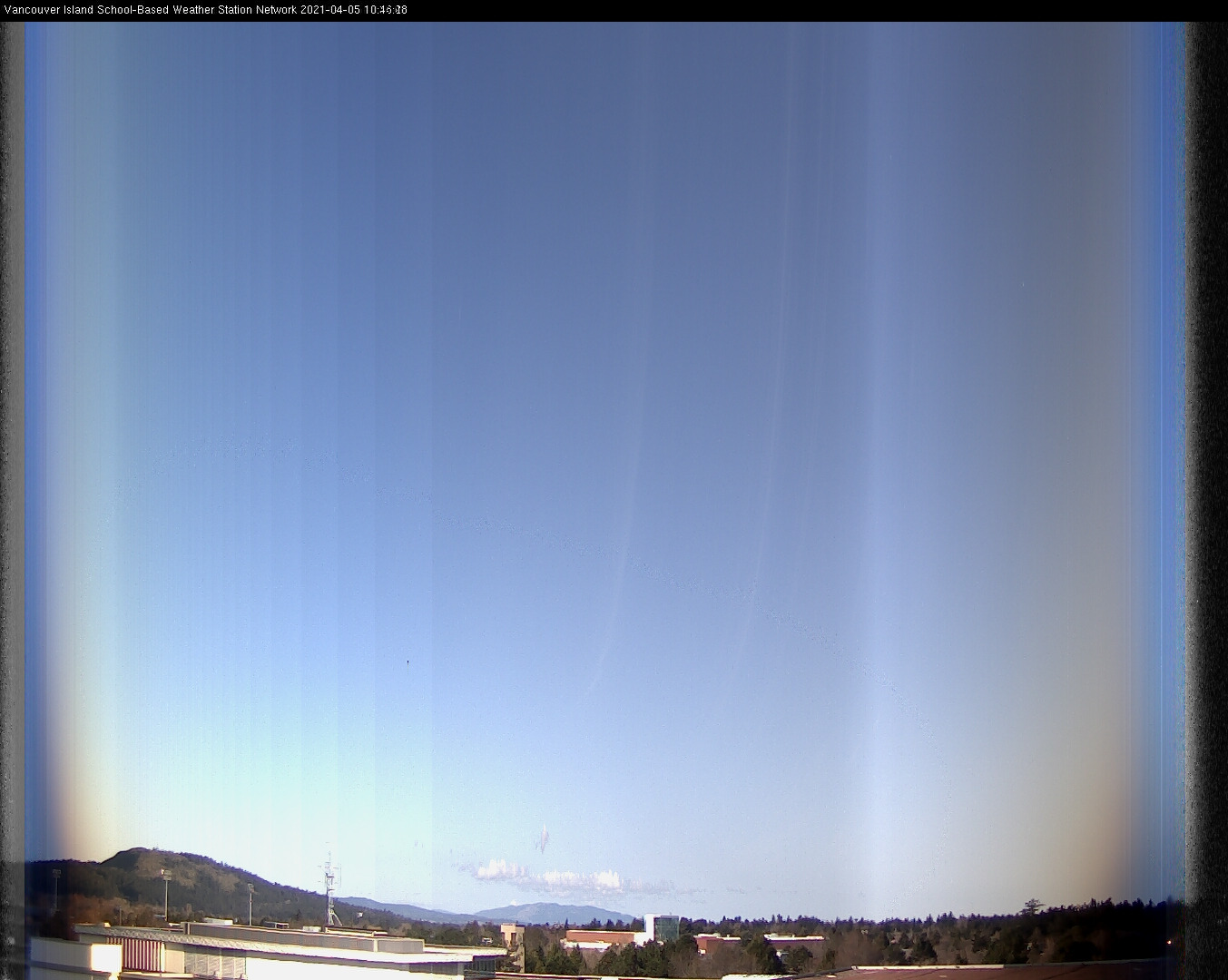 image of the sky seen from UVic, each column of pixels is a different minute, keogram