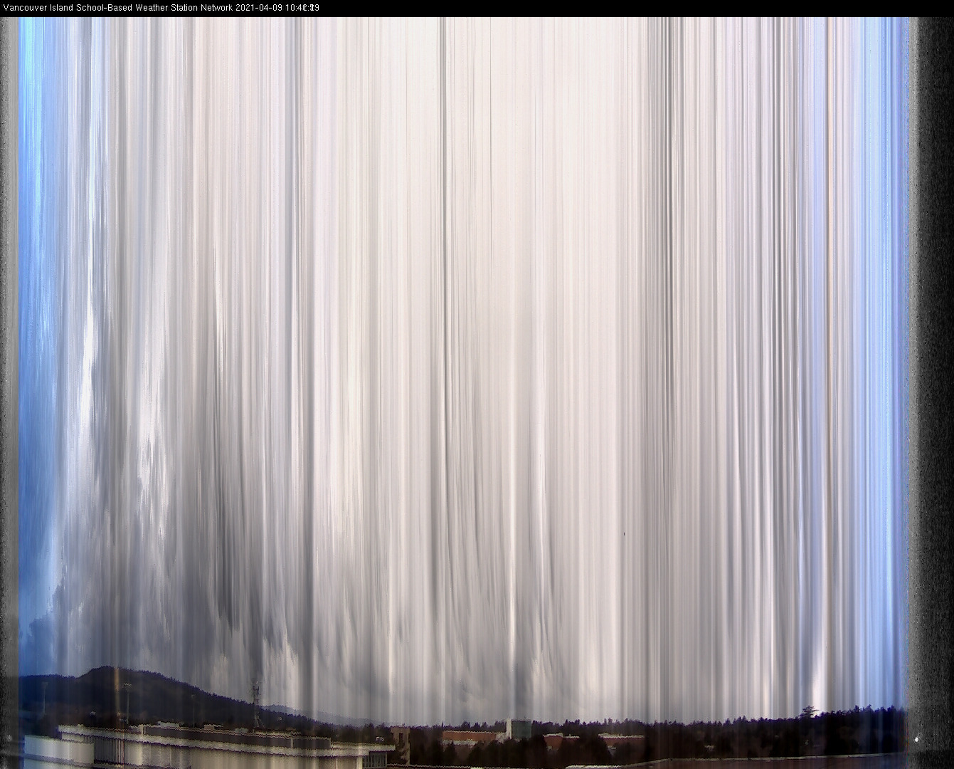 image of the sky seen from UVic, each column of pixels is a different minute, keogram