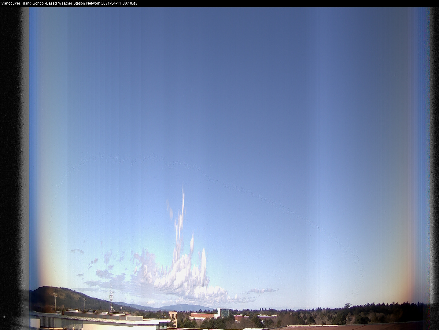 image of the sky seen from UVic, each column of pixels is a different minute, keogram