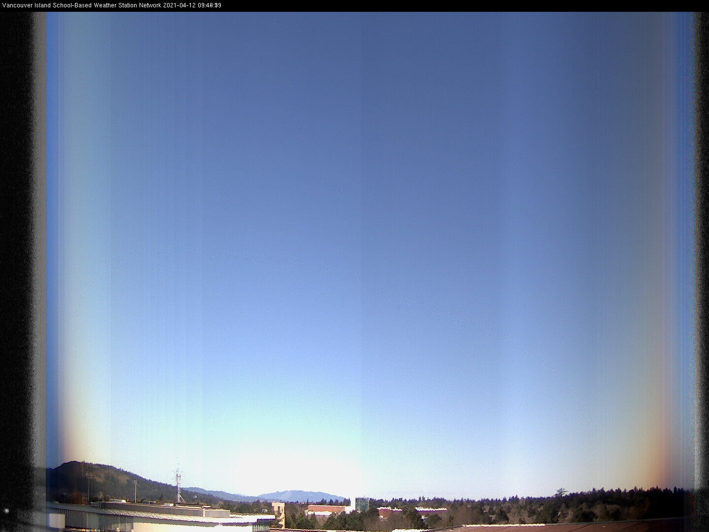 image of the sky seen from UVic, each column of pixels is a different minute, keogram