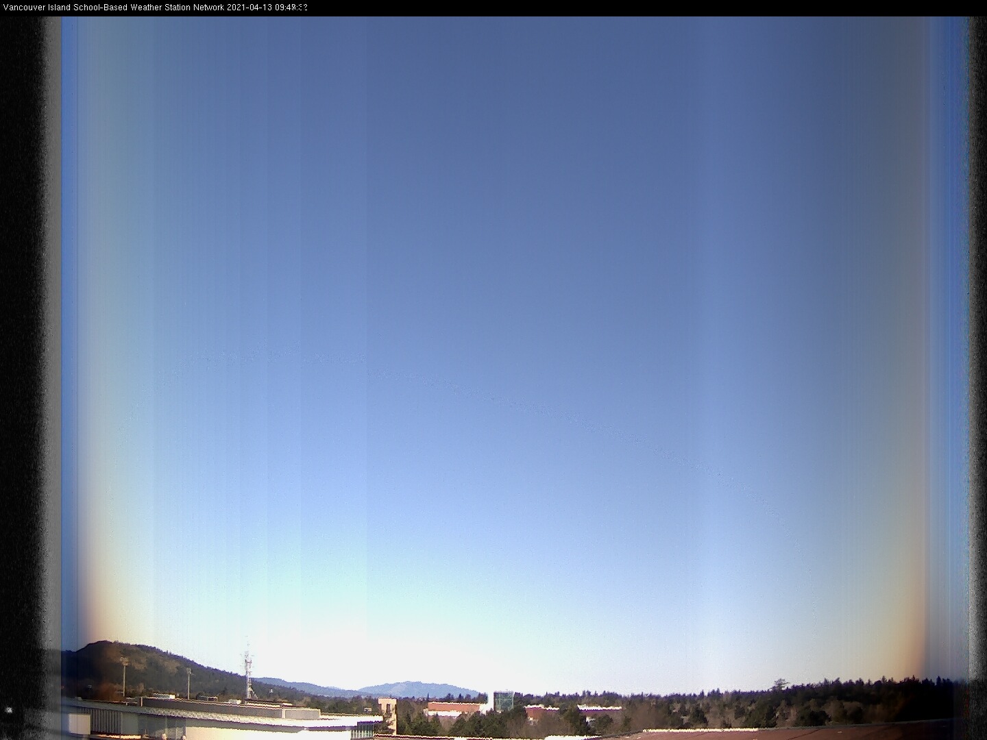 image of the sky seen from UVic, each column of pixels is a different minute, keogram