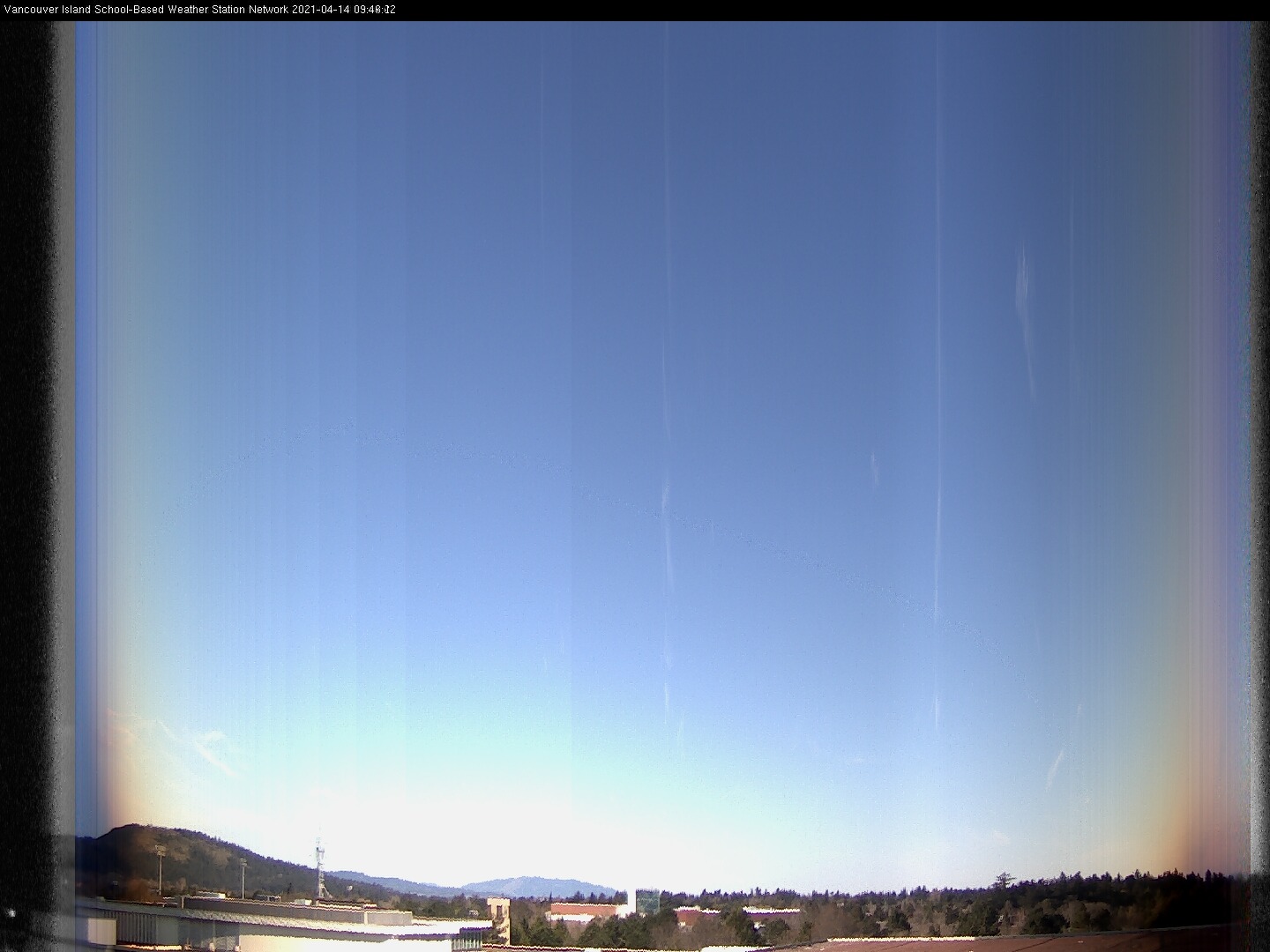image of the sky seen from UVic, each column of pixels is a different minute, keogram