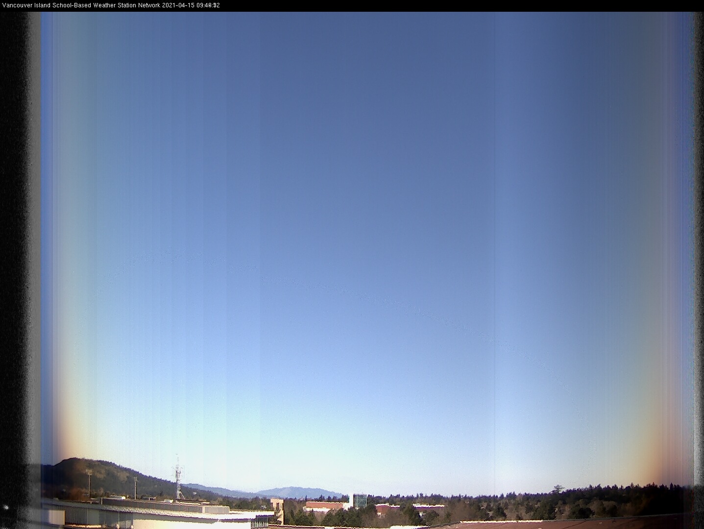 image of the sky seen from UVic, each column of pixels is a different minute, keogram