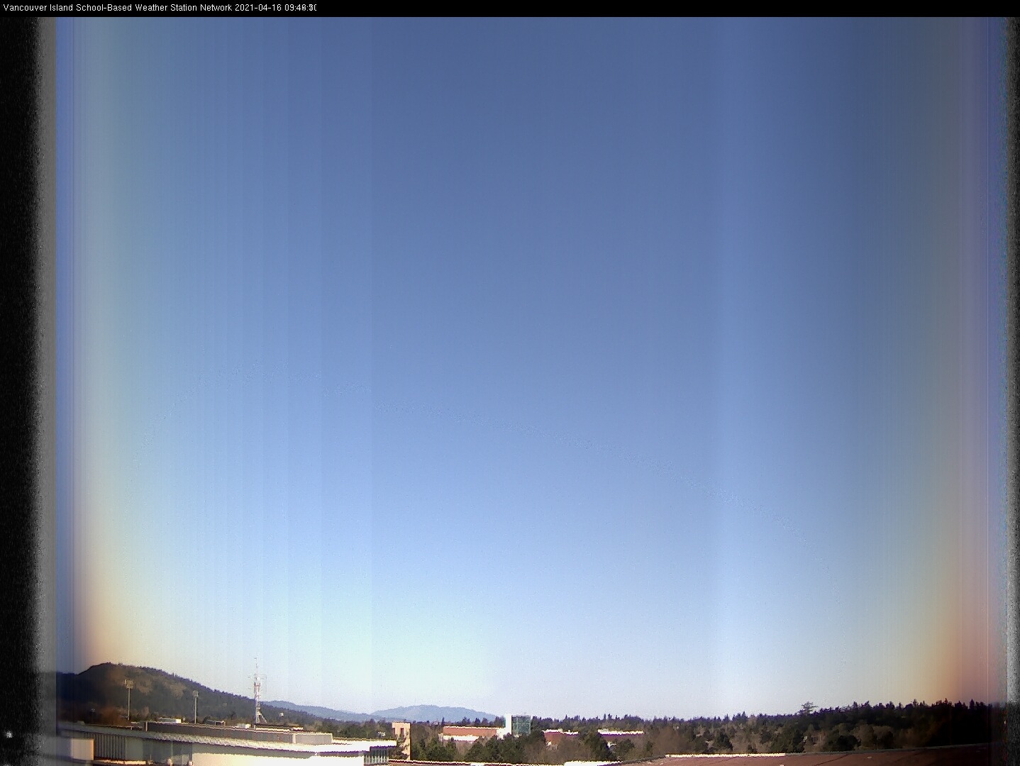 image of the sky seen from UVic, each column of pixels is a different minute, keogram