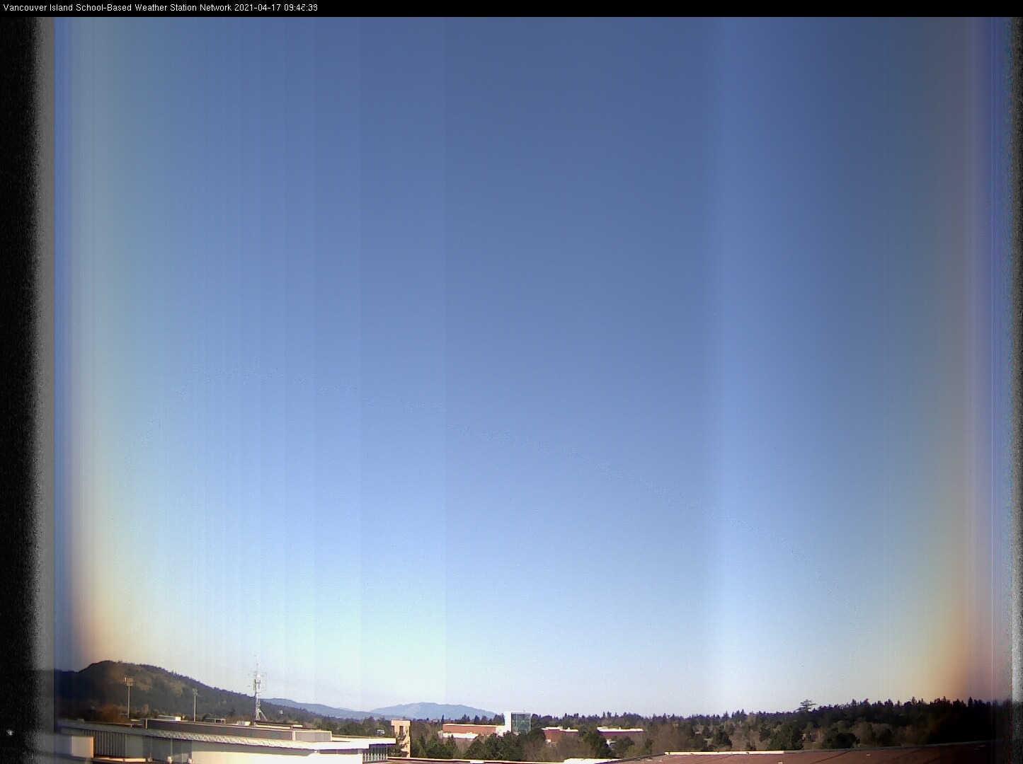 image of the sky seen from UVic, each column of pixels is a different minute, keogram