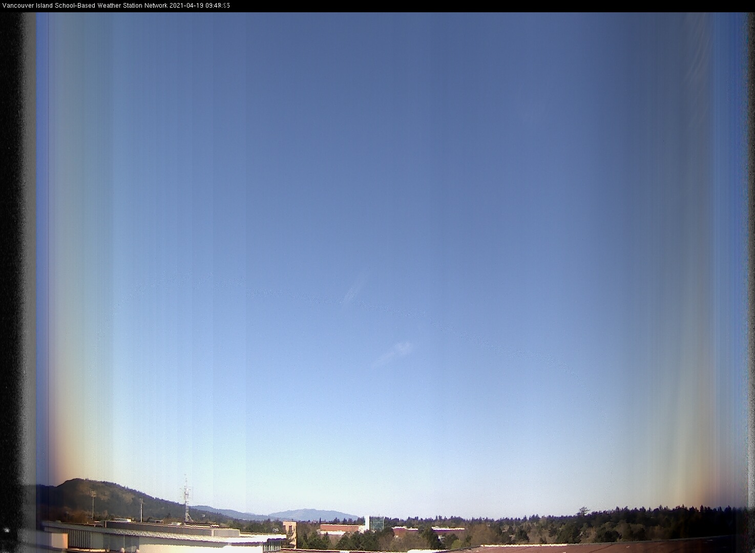 image of the sky seen from UVic, each column of pixels is a different minute, keogram
