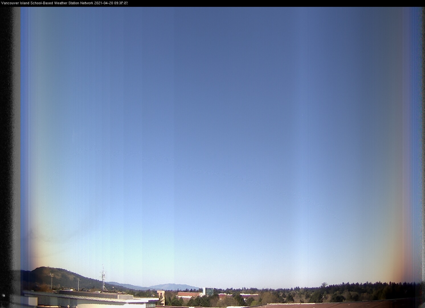 image of the sky seen from UVic, each column of pixels is a different minute, keogram