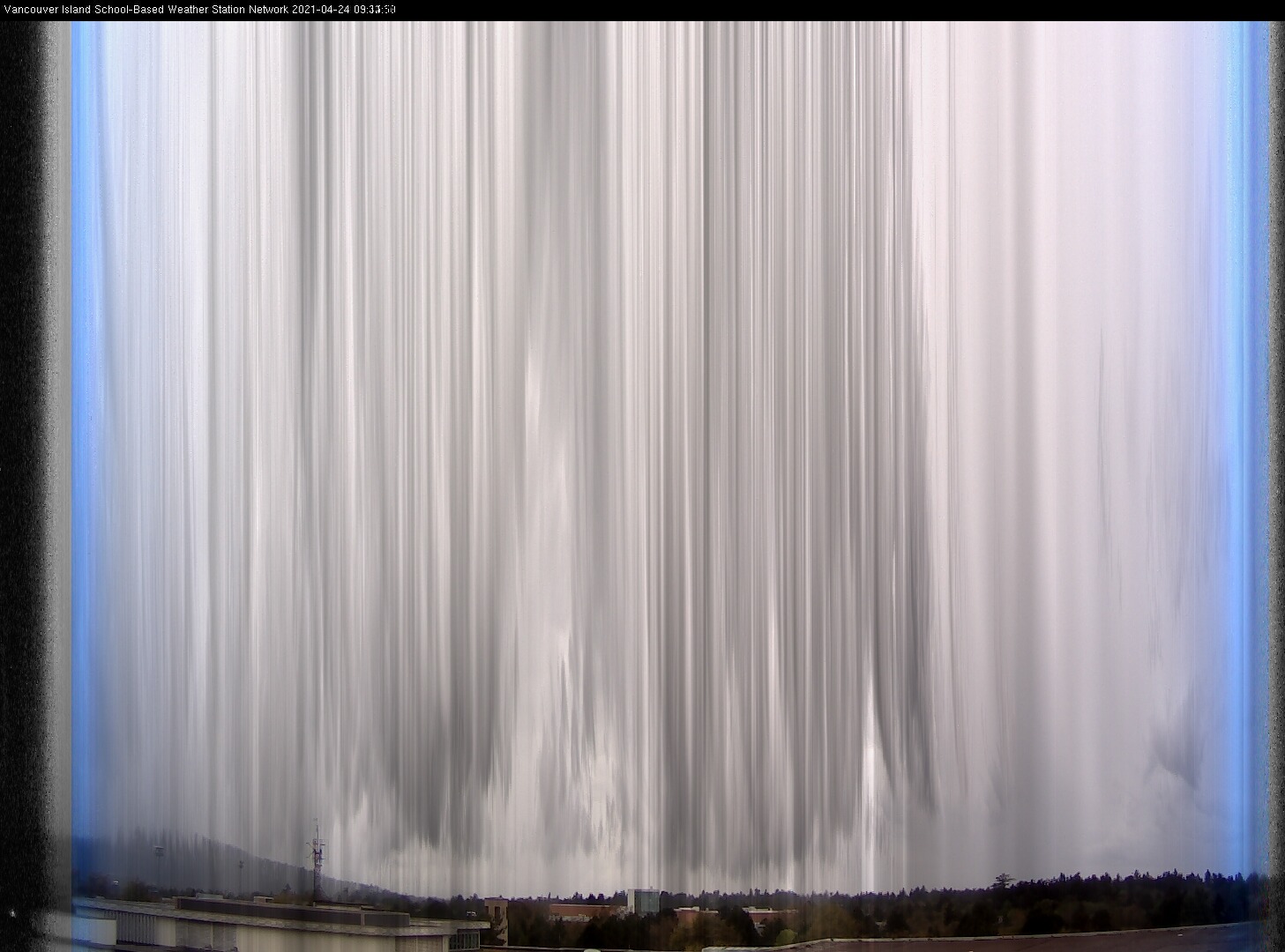 image of the sky seen from UVic, each column of pixels is a different minute, keogram